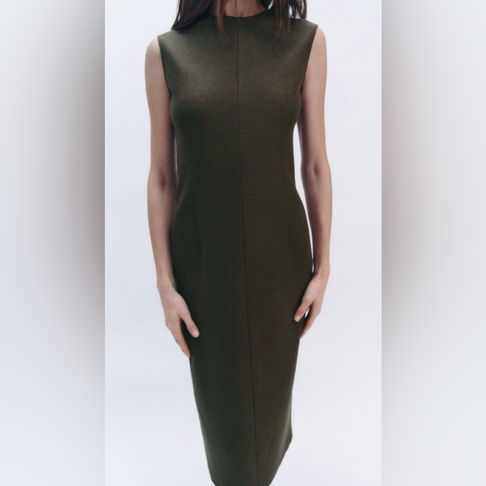 ZARA Olive Green Sleeveless Dress L